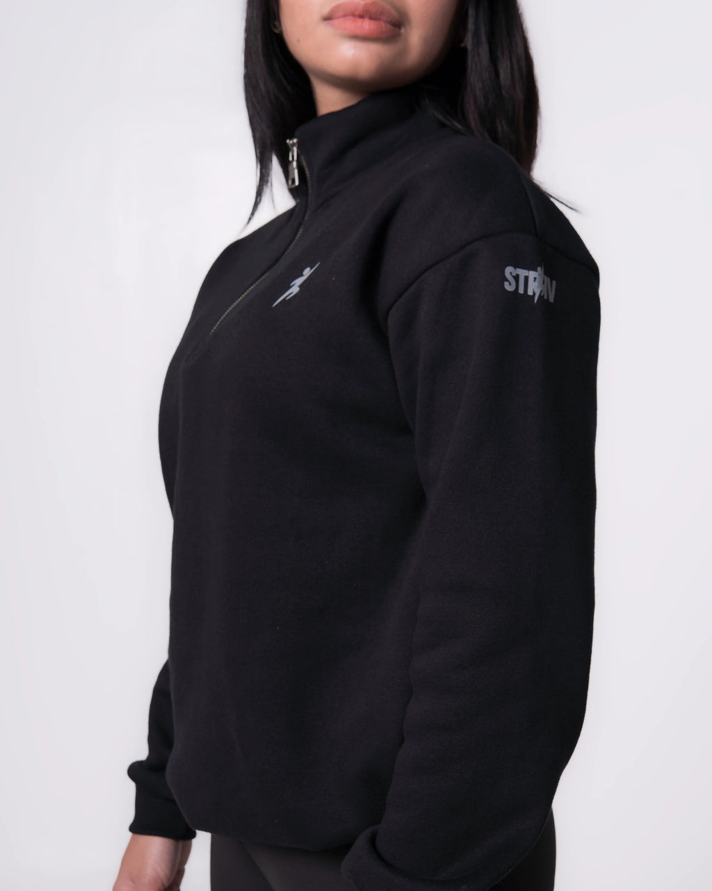 Black jacket with branding on a white background
#color_black